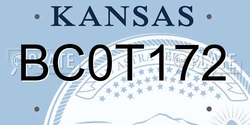 BC0T172 Kansas License Plate