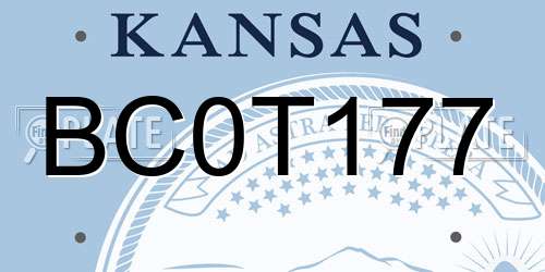 BC0T177 Kansas License Plate