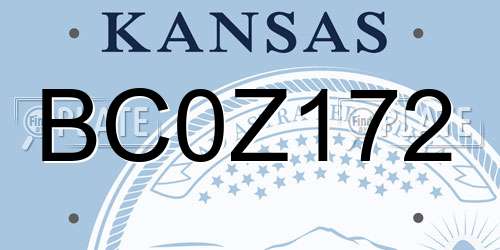 BC0Z172 Kansas License Plate