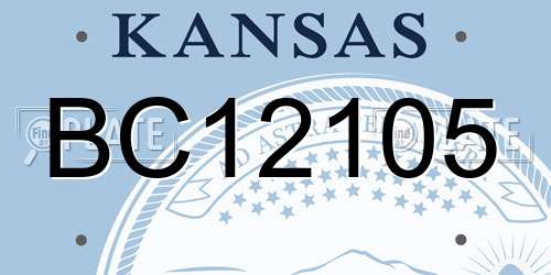 BC12105 Kansas License Plate
