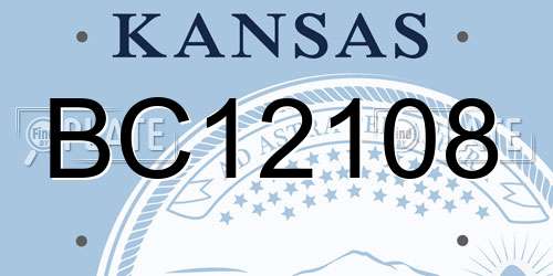 BC12108 Kansas License Plate