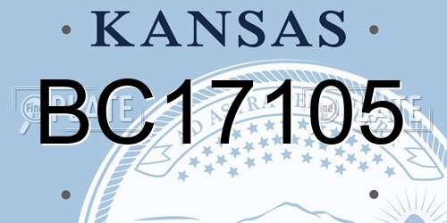 BC17105 Kansas License Plate