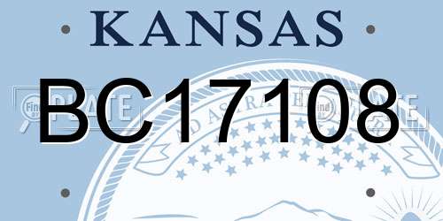 BC17108 Kansas License Plate