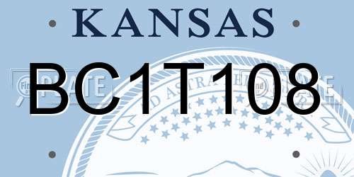 BC1T108 Kansas License Plate