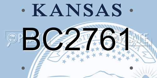 BC2761 Kansas License Plate