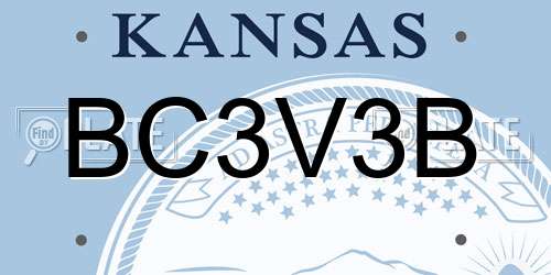 BC3V3B Kansas License Plate