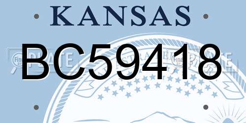 BC59418 Kansas License Plate