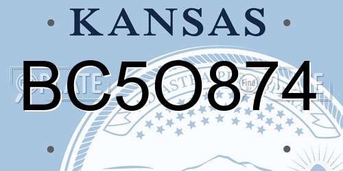 BC5O874 Kansas License Plate