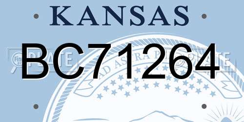 BC71264 Kansas License Plate