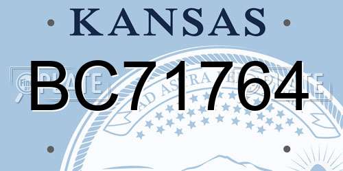 BC71764 Kansas License Plate