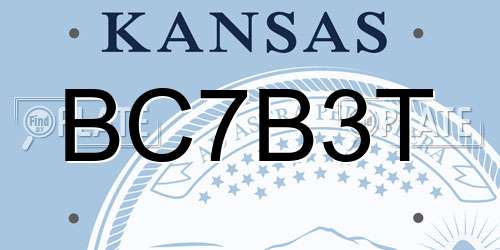 BC7B3T Kansas License Plate