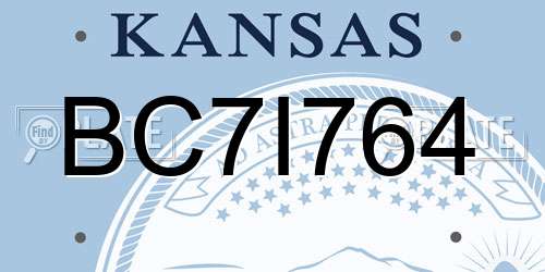 BC7I764 Kansas License Plate