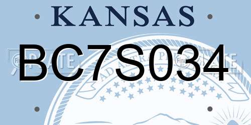 BC7S034 Kansas License Plate