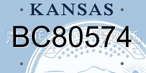 BC80574 Kansas License Plate