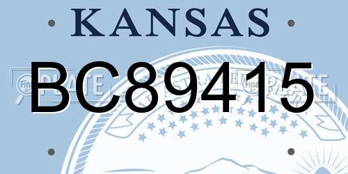 BC89415 Kansas License Plate