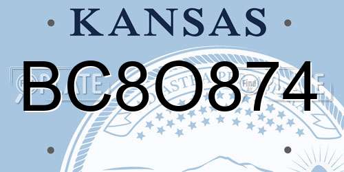 BC8O874 Kansas License Plate
