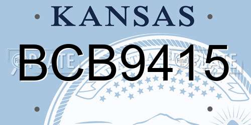 BCB9415 Kansas License Plate