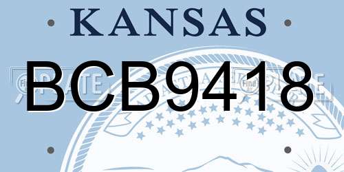 BCB9418 Kansas License Plate