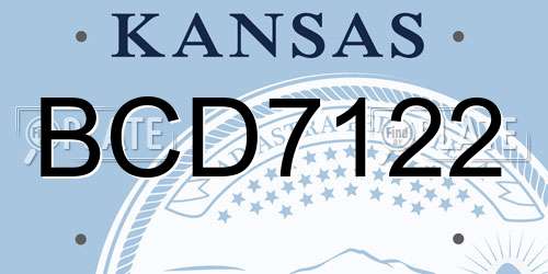 BCD7122 Kansas License Plate