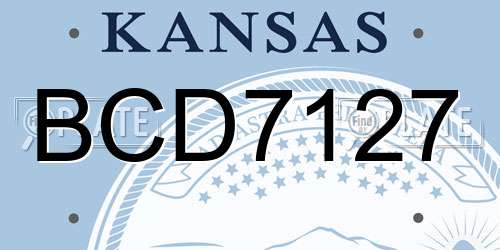 BCD7127 Kansas License Plate
