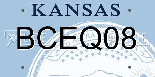 BCEQ08 Kansas License Plate