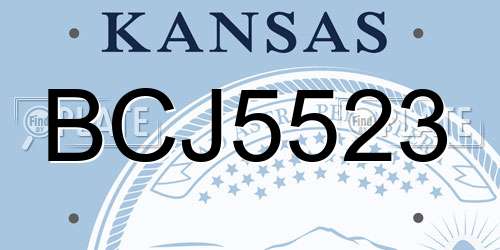 BCJ5523 Kansas License Plate
