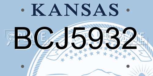 BCJ5932 Kansas License Plate