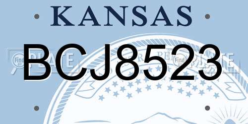 BCJ8523 Kansas License Plate