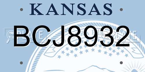 BCJ8932 Kansas License Plate