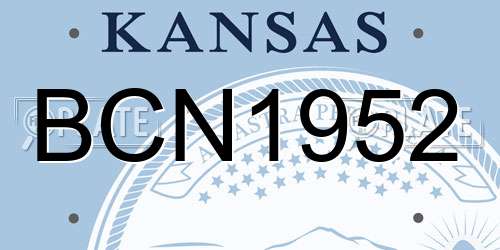 BCN1952 Kansas License Plate