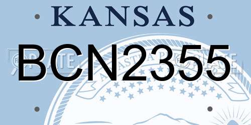 BCN2355 Kansas License Plate