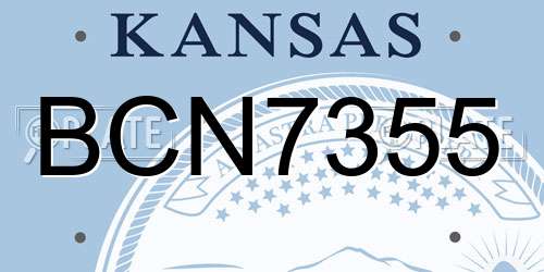 BCN7355 Kansas License Plate