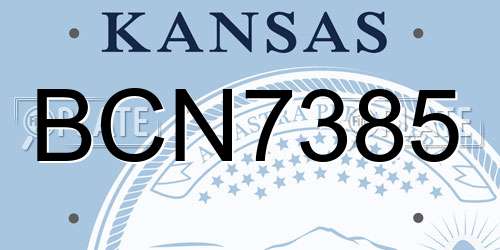 BCN7385 Kansas License Plate