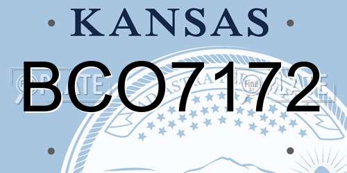 BCO7172 Kansas License Plate