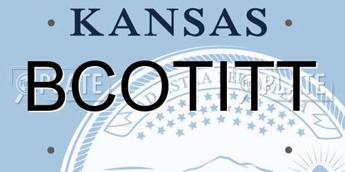BCOTITT Kansas License Plate