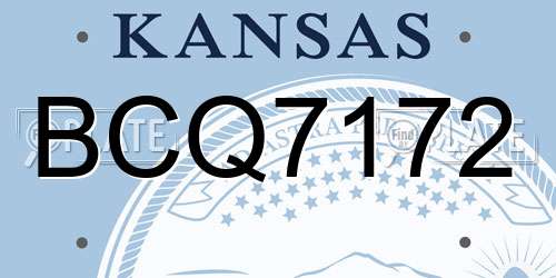 BCQ7172 Kansas License Plate
