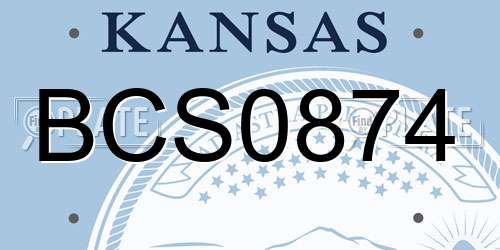 BCS0874 Kansas License Plate