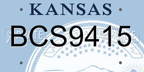 BCS9415 Kansas License Plate