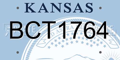 BCT1764 Kansas License Plate