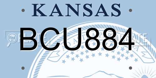 BCU884 Kansas License Plate