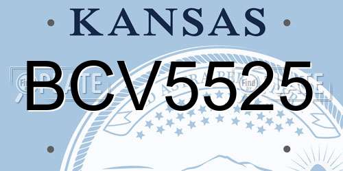 BCV5525 Kansas License Plate