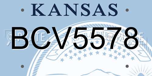 BCV5578 Kansas License Plate