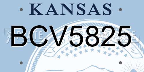 BCV5825 Kansas License Plate