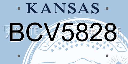 BCV5828 Kansas License Plate