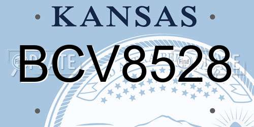 BCV8528 Kansas License Plate