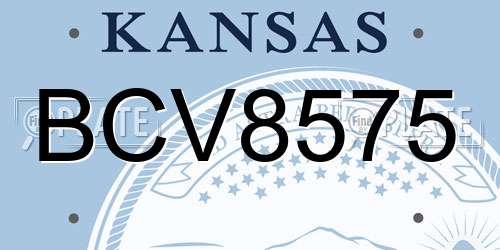 BCV8575 Kansas License Plate