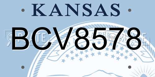 BCV8578 Kansas License Plate