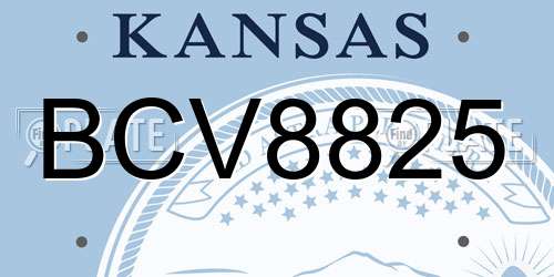 BCV8825 Kansas License Plate