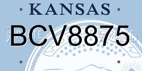 BCV8875 Kansas License Plate