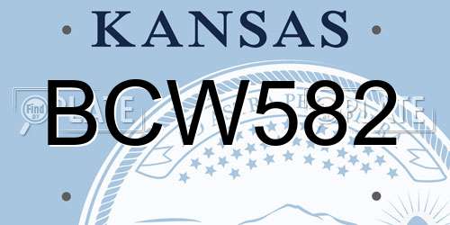 BCW582 Kansas License Plate